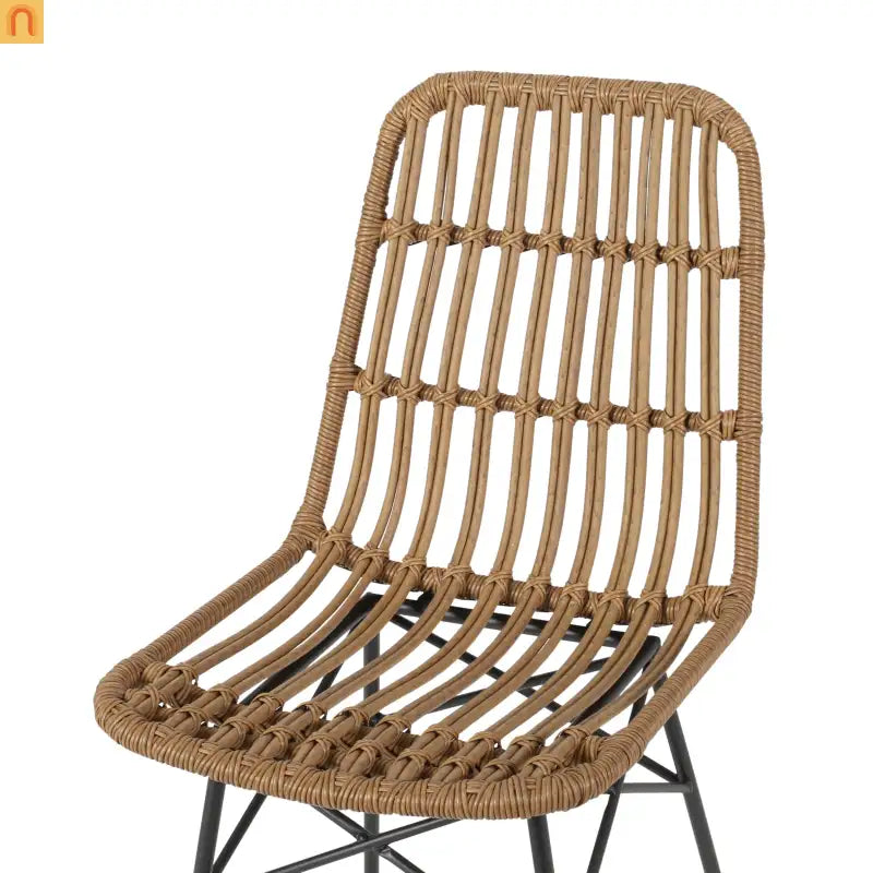 Chair Rattan Outdoor Weatherproof Light Brown 18.25in l X 24in w/ X 35in H