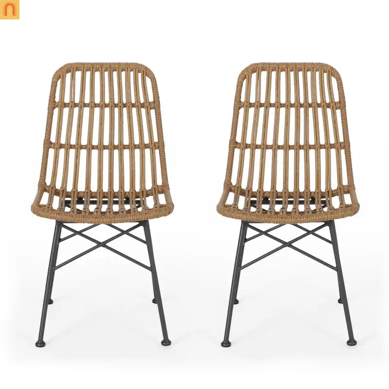 Chair Rattan Outdoor Weatherproof Light Brown 18.25in l X 24in w/ X 35in H