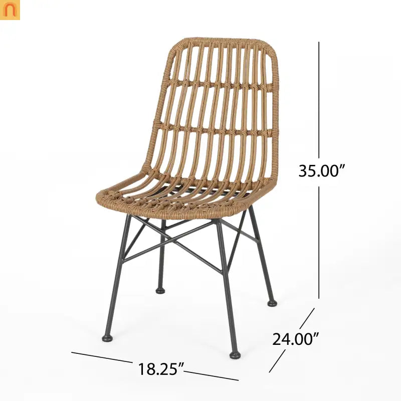 Chair Rattan Outdoor Weatherproof Light Brown 18.25in l X 24in w/ X 35in H