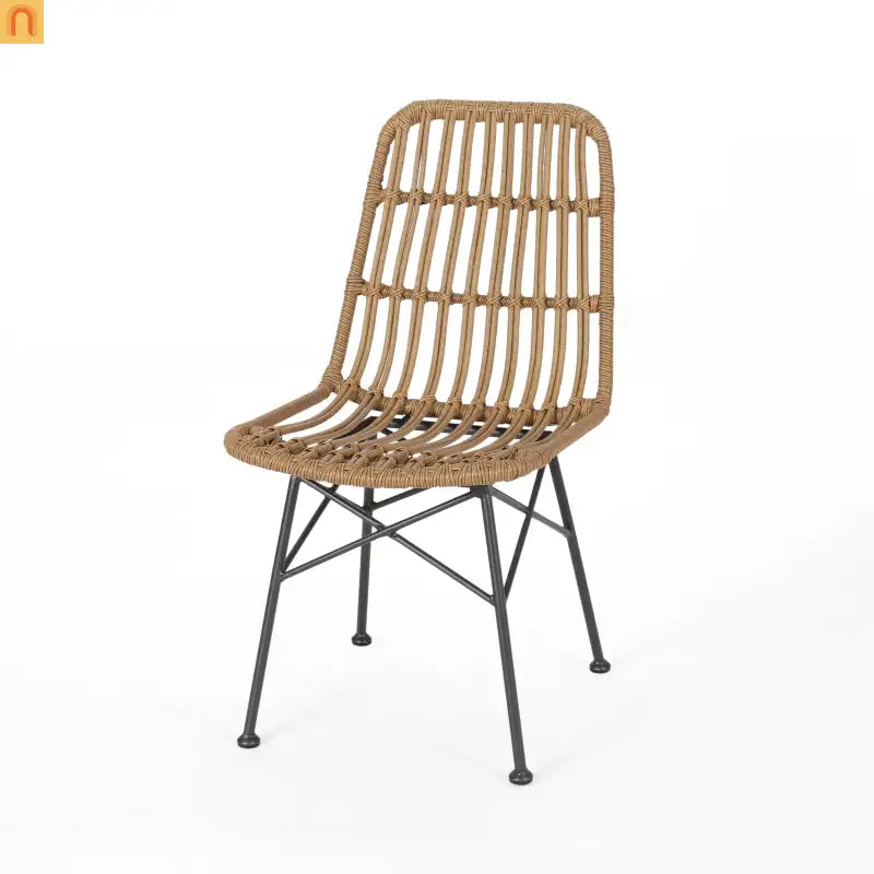 Chair Rattan Outdoor Weatherproof Light Brown 18.25in l X 24in w/ X 35in H