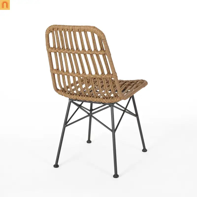 Chair Rattan Outdoor Weatherproof Light Brown 18.25in l X 24in w/ X 35in H