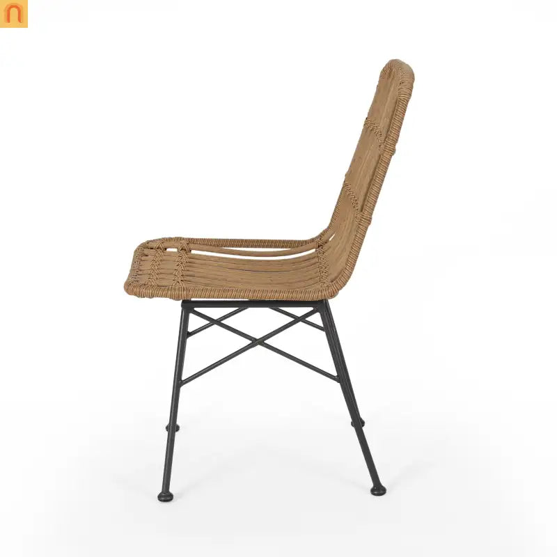 Chair Rattan Outdoor Weatherproof Light Brown 18.25in l X 24in w/ X 35in H