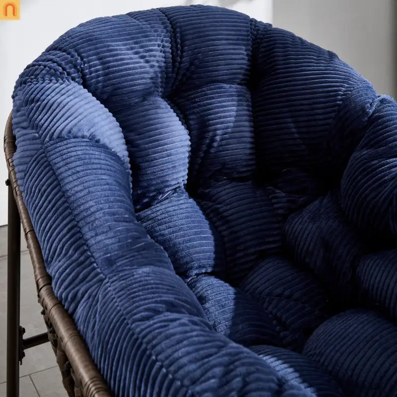 Outdoor Chair Rocker Steel Synthetic Rattan Navy Blue 250 lb Capacity Oversized