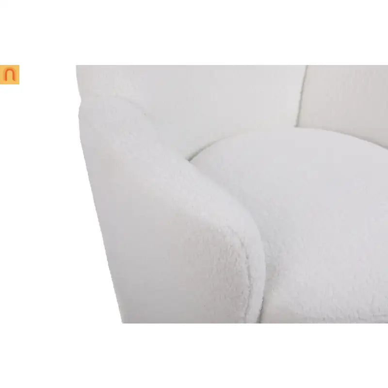 Accent Chair Barrel Swivel Faux Fur Ivory Gold Base 300 lb 29in