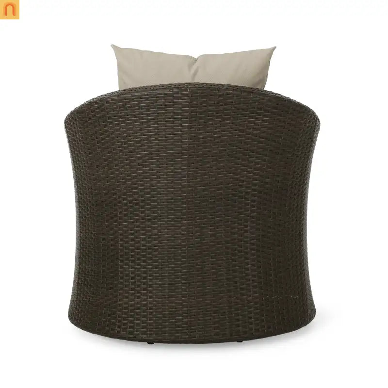 Outdoor Swivel Chair Aluminum Wicker Khaki Brown with Cushion
