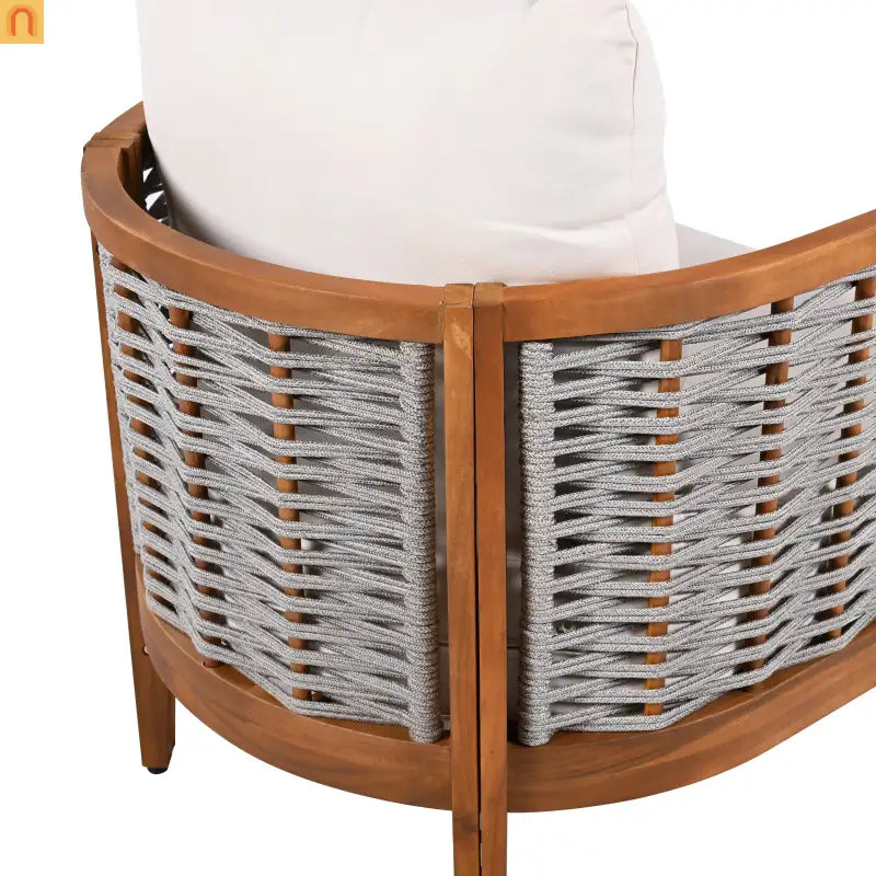 Chair Tub Design Acacia Wood Teak Finish Deep Cushions Two Chairs