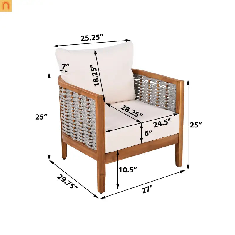 Chair Tub Design Acacia Wood Teak Finish Deep Cushions Two Chairs