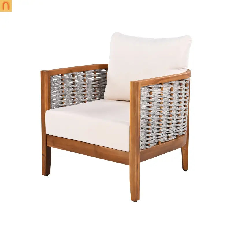 Chair Tub Design Acacia Wood Teak Finish Deep Cushions Two Chairs