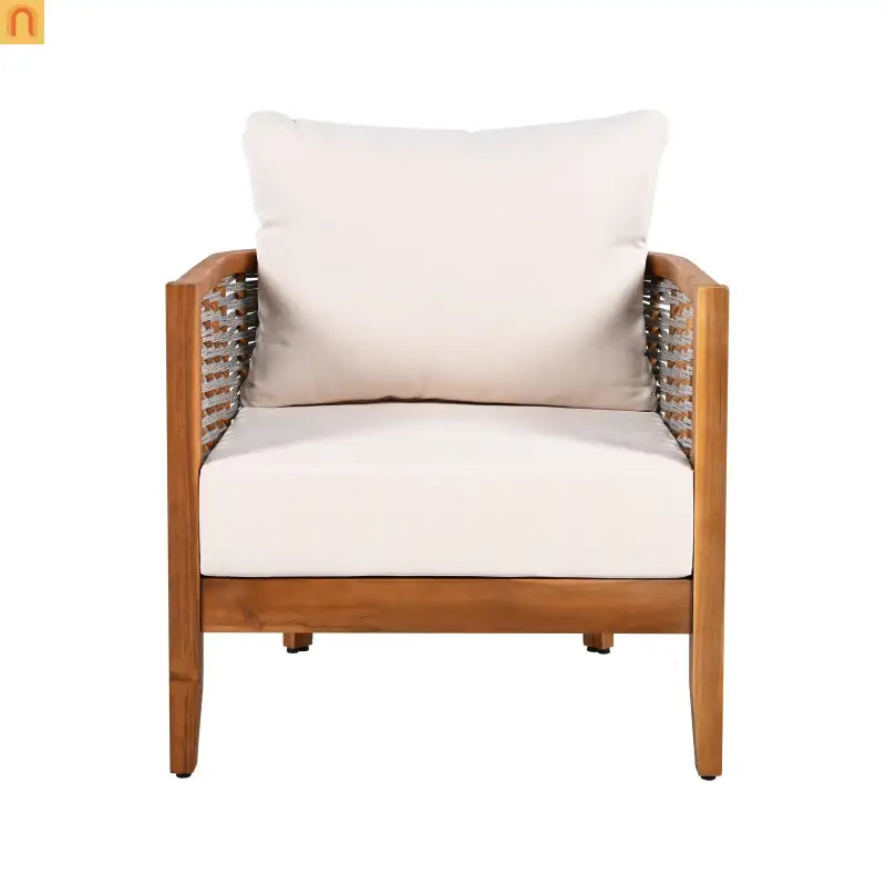 Chair Tub Design Acacia Wood Teak Finish Deep Cushions Two Chairs
