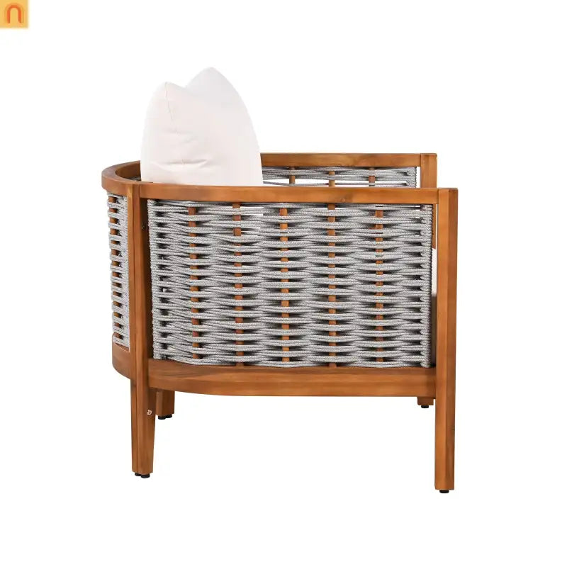 Chair Tub Design Acacia Wood Teak Finish Deep Cushions Two Chairs