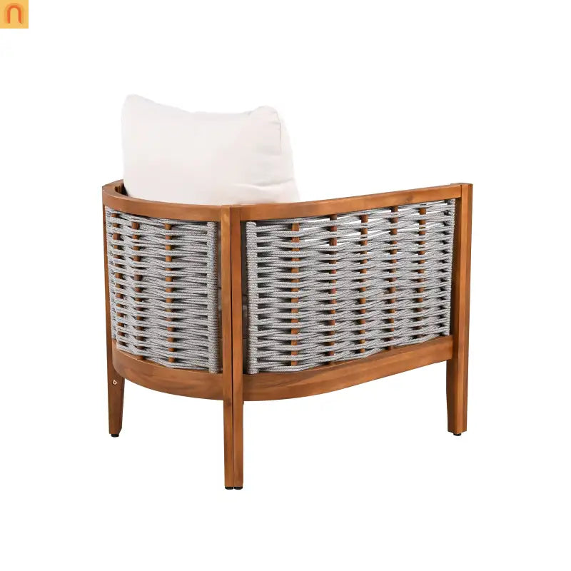 Chair Tub Design Acacia Wood Teak Finish Deep Cushions Two Chairs