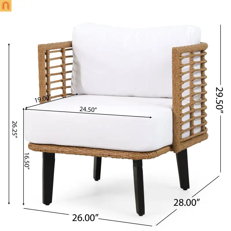 Chair Wicker Club Outdoor Brown Water-Resistant Cushion