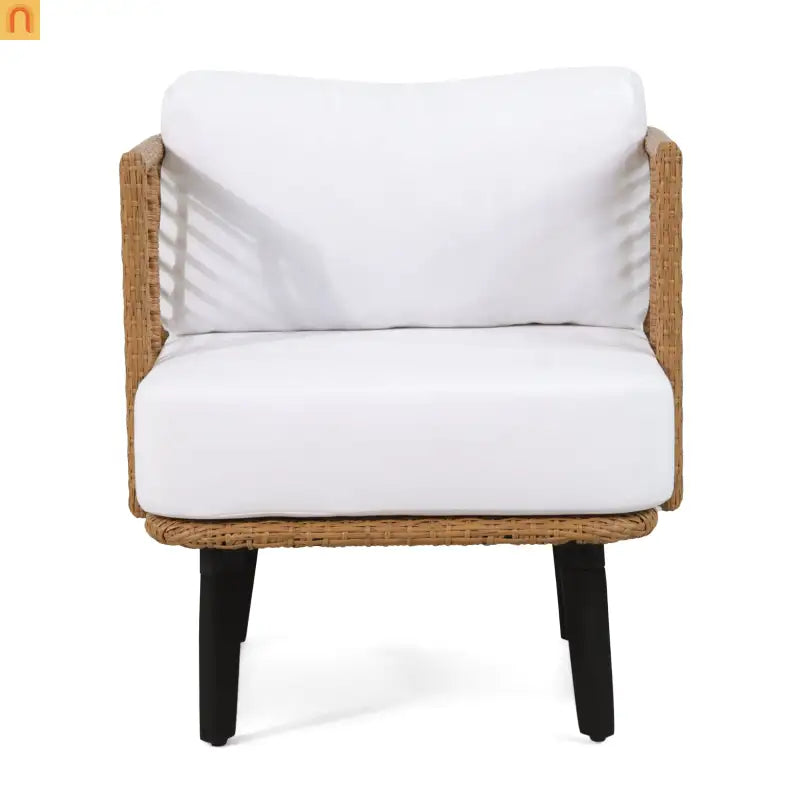 Chair Wicker Club Outdoor Brown Water-Resistant Cushion