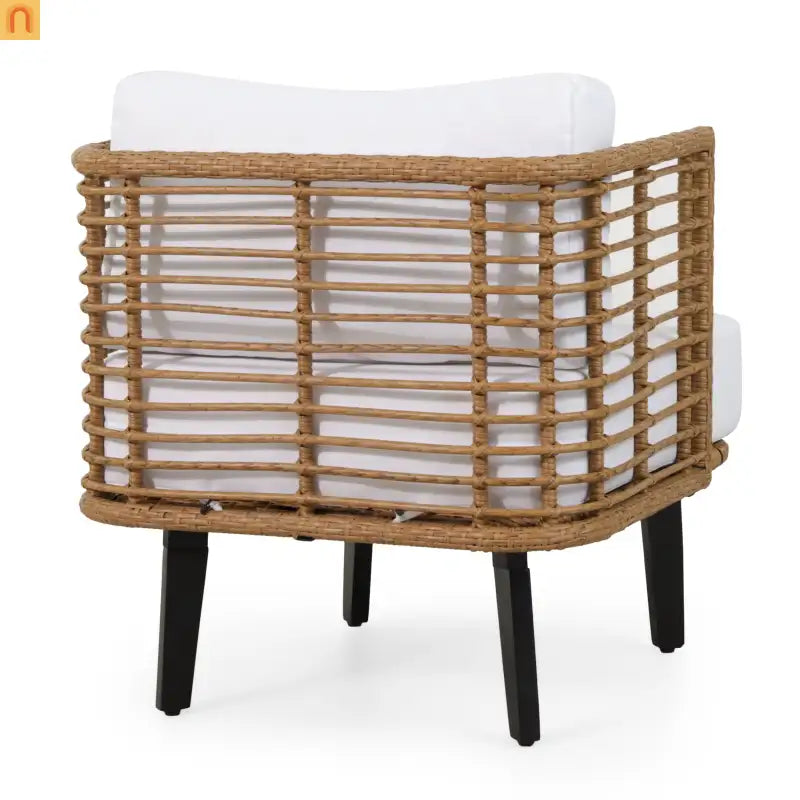 Chair Wicker Club Outdoor Brown Water-Resistant Cushion