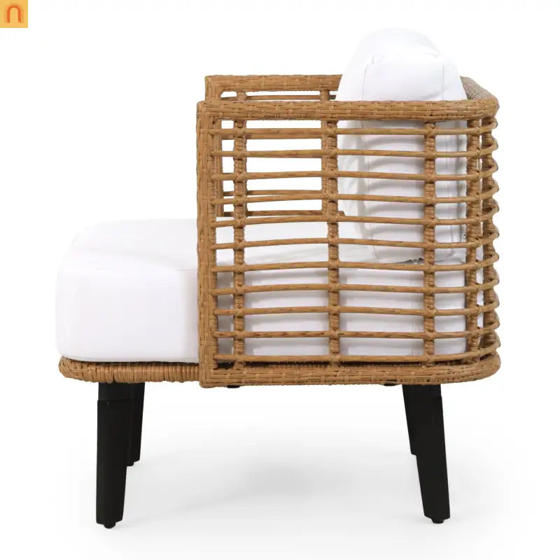 Chair Wicker Club Outdoor Brown Water-Resistant Cushion