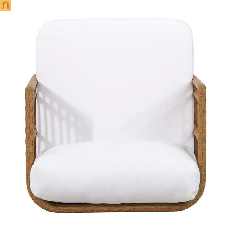 Chair Wicker Club Outdoor Brown Water-Resistant Cushion