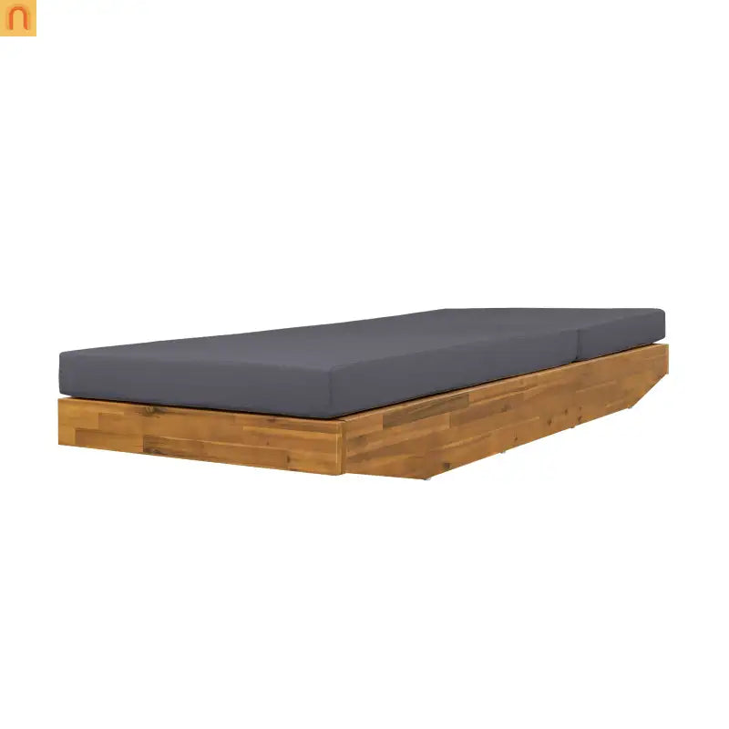Chaise Lounge Outdoor Acacia Wood Teak Finish with Cushion 79.6in l 29in w/