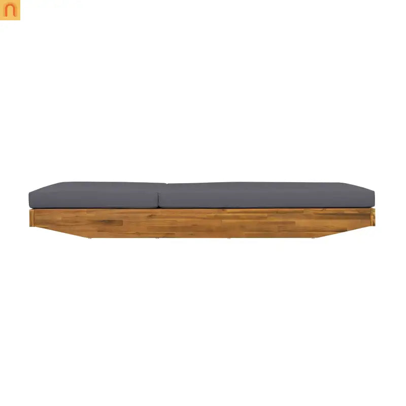 Chaise Lounge Outdoor Acacia Wood Teak Finish with Cushion 79.6in l 29in w/