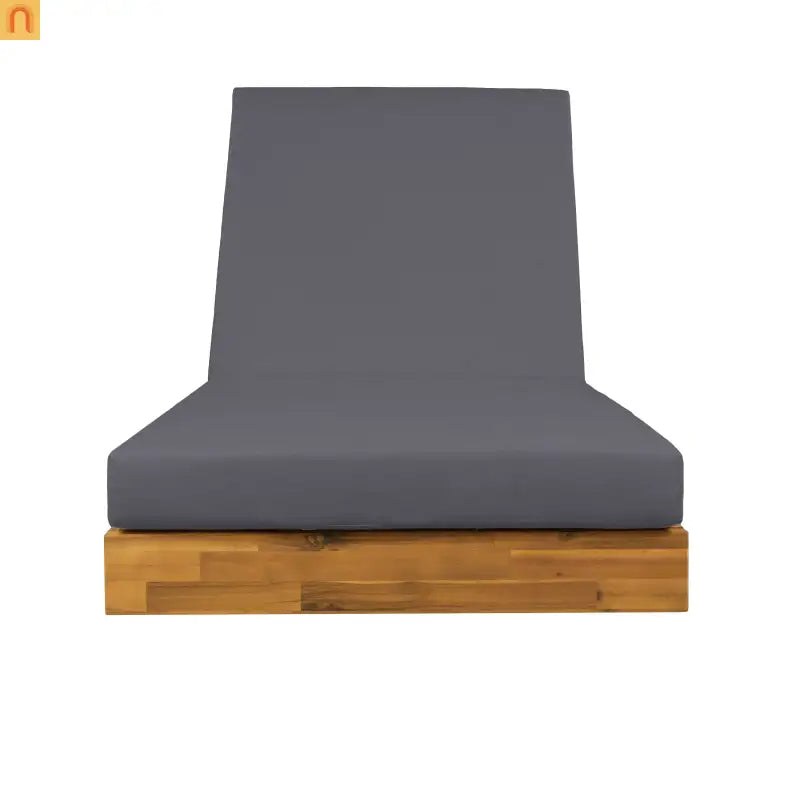 Chaise Lounge Outdoor Acacia Wood Teak Finish with Cushion 79.6in l 29in w/