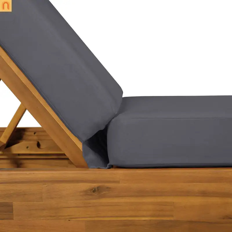 Chaise Lounge Outdoor Acacia Wood Teak Finish with Cushion 79.6in l 29in w/