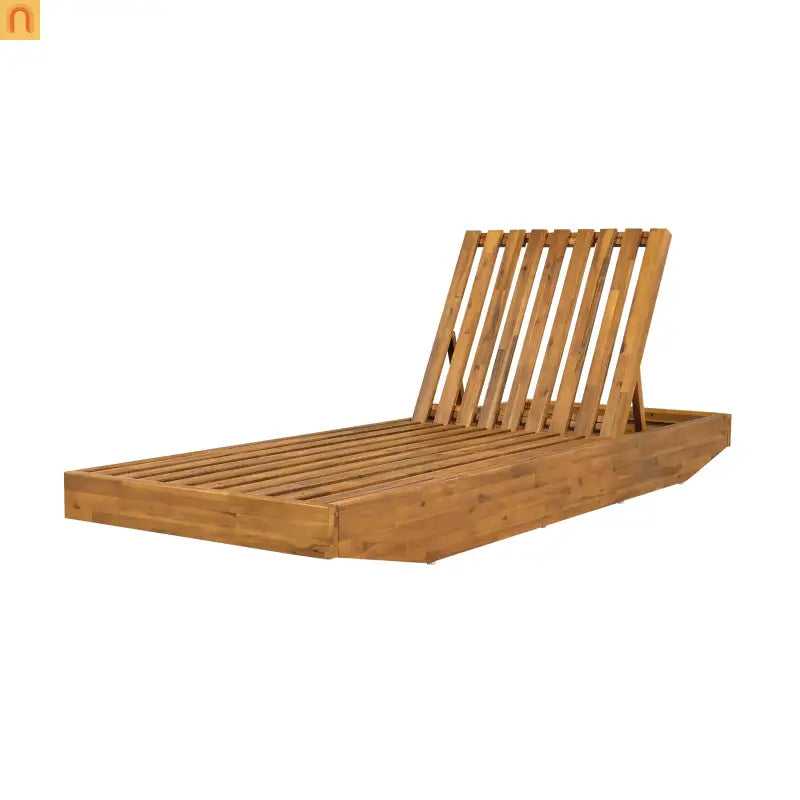 Chaise Lounge Outdoor Acacia Wood Teak Finish with Cushion 79.6in l 29in w/