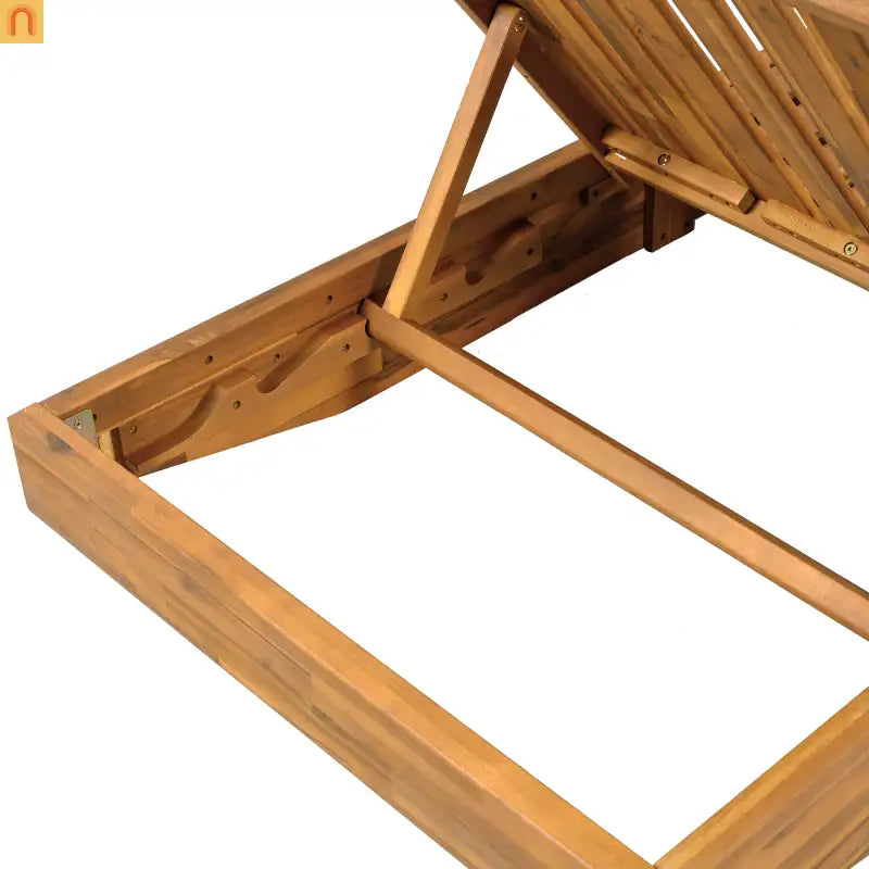 Chaise Lounge Outdoor Acacia Wood Teak Finish with Cushion 79.6in l 29in w/