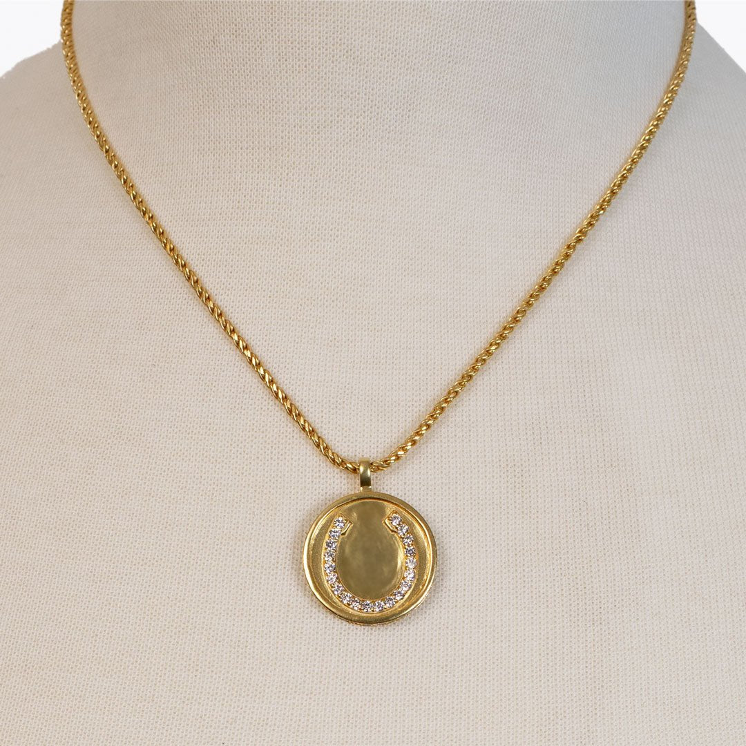 Chauncy Pave Equestrian Horseshoe Necklace in Gold