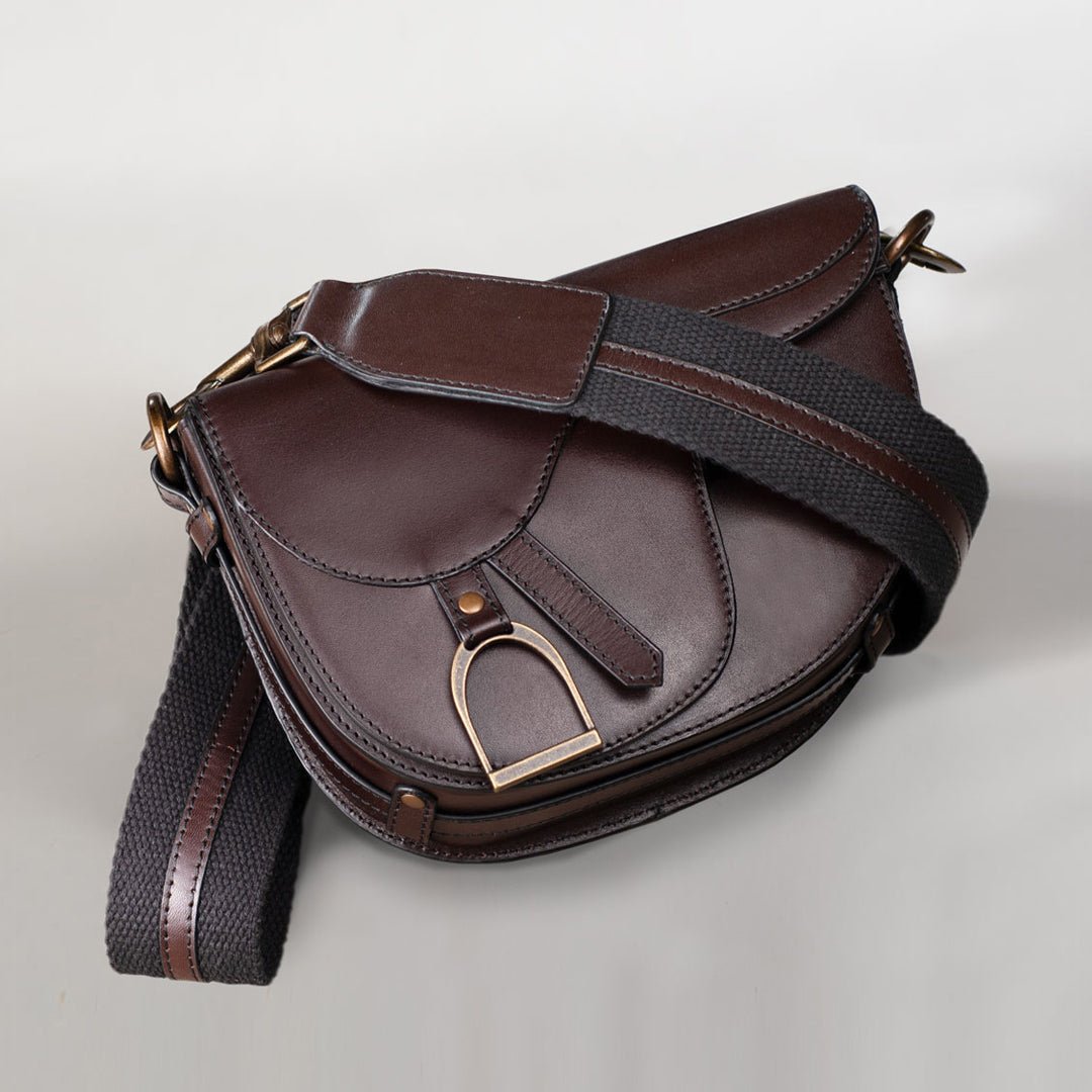 Signature Saddle Bag - Luxury Leather Handbag in Deep Brown