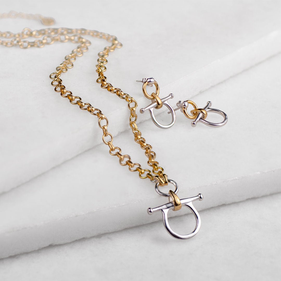 Chelsea - Two Tone Equestrian Horse Bit Necklace
