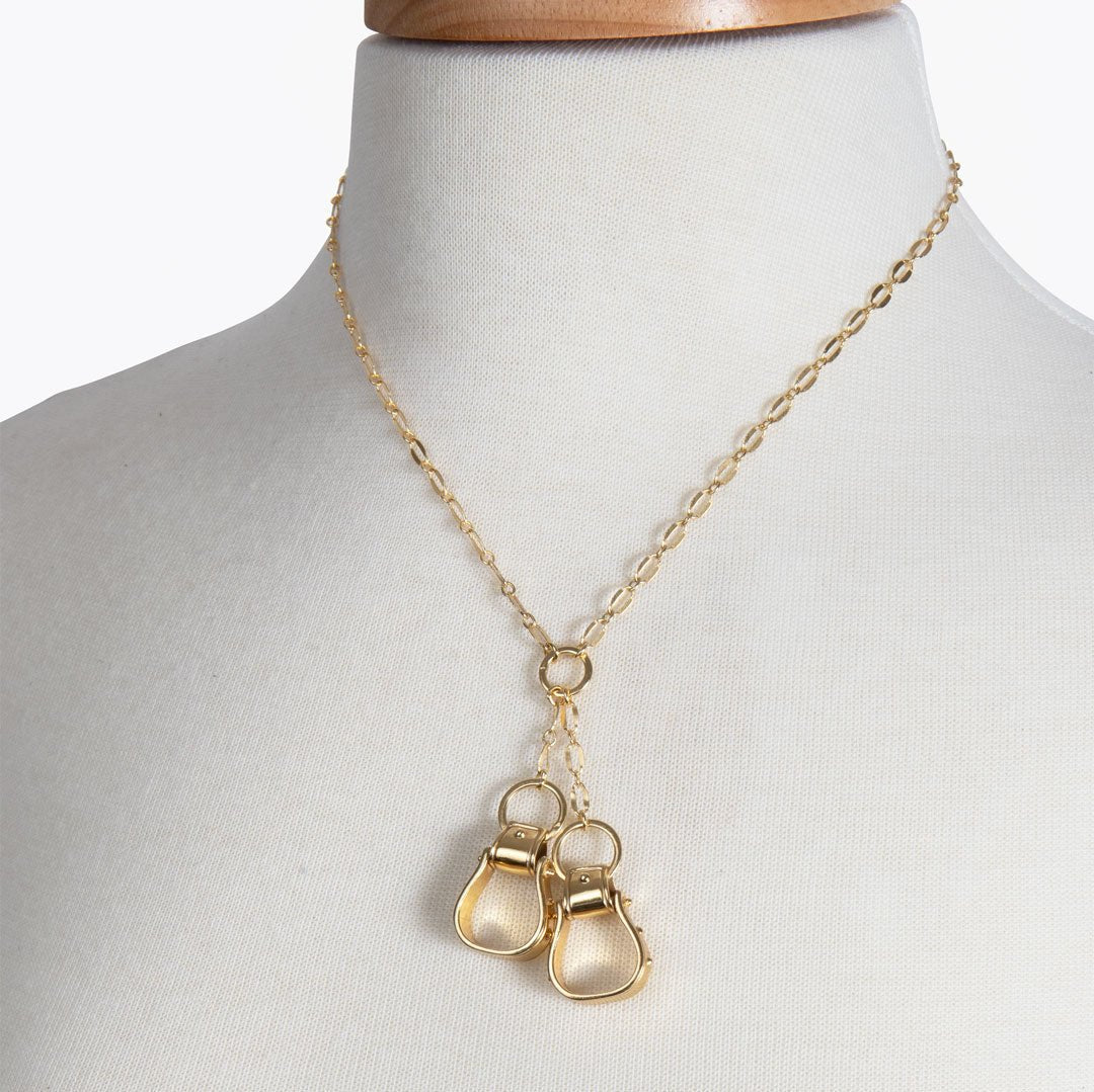 Cheyenne - Double Western Stirrup Necklace in Gold
