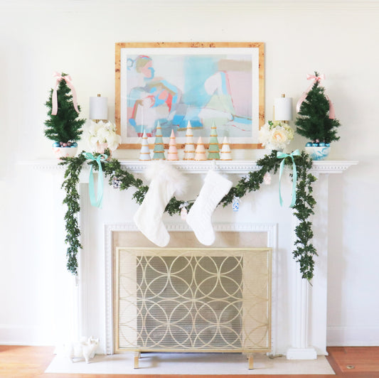 Pink Tiered Christmas Trees with 22K Gold Brushstroke Accent