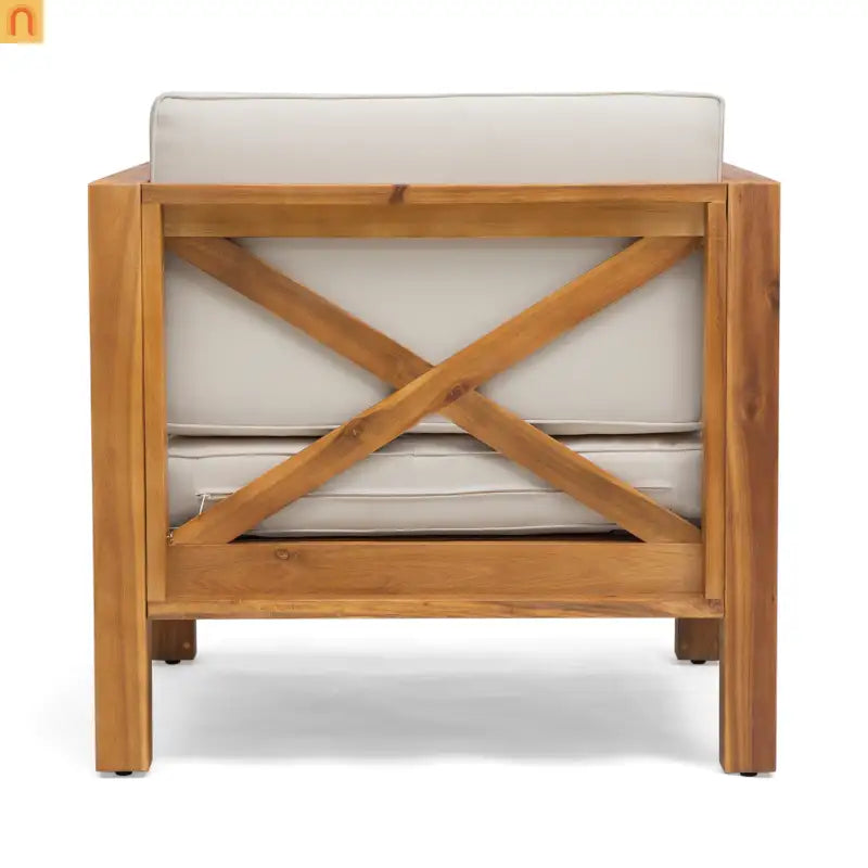 Club Chair Mid-Century Teak Acacia Wood Cushions Water-Resistant 30x30x26.5in