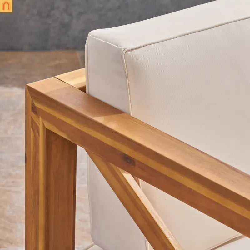 Club Chair Mid-Century Teak Acacia Wood Cushions Water-Resistant 30x30x26.5in