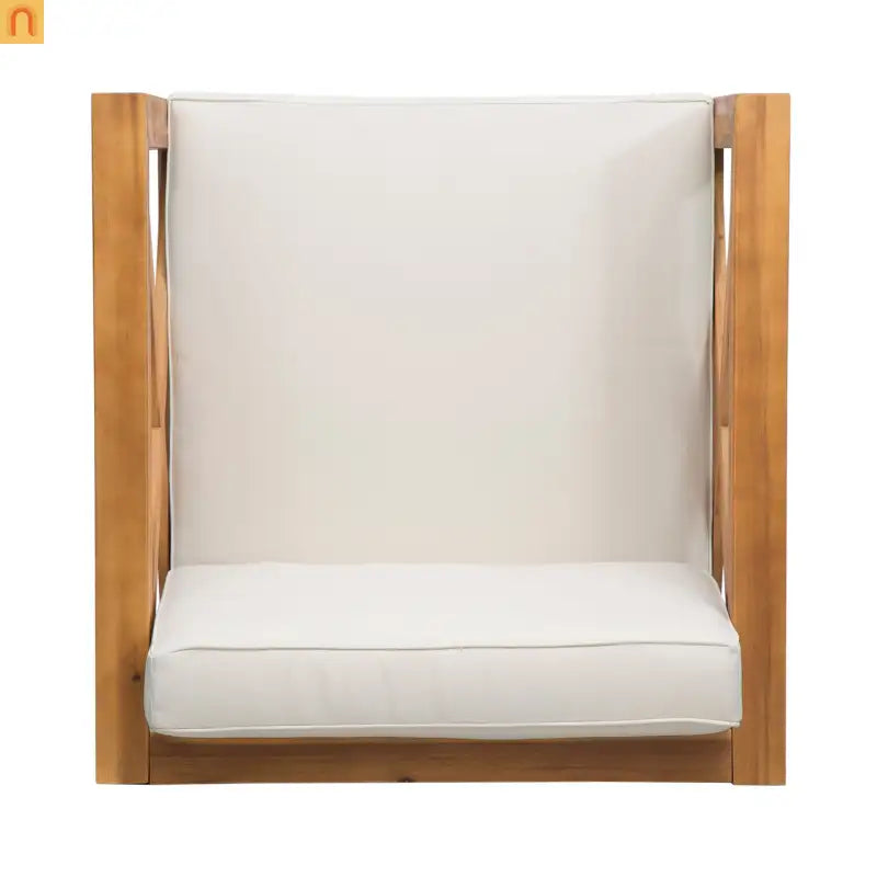 Club Chair Mid-Century Teak Acacia Wood Cushions Water-Resistant 30x30x26.5in
