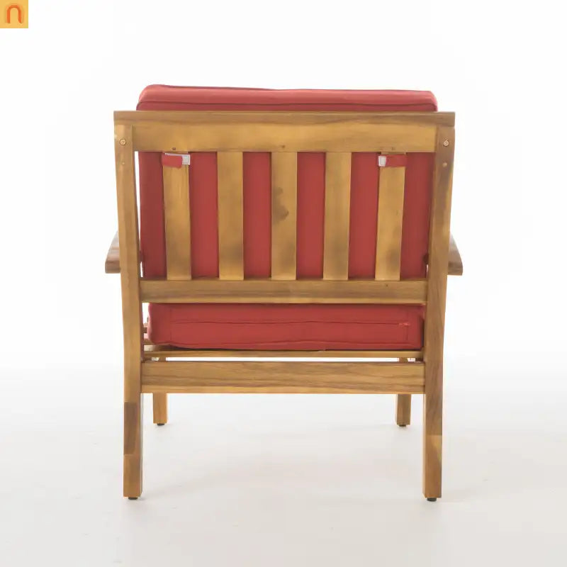 Outdoor Club Chair Acacia Wood Teak Deep Seat Water Resistant Cushion