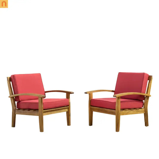Outdoor Club Chair Acacia Wood Teak Deep Seat Water Resistant Cushion