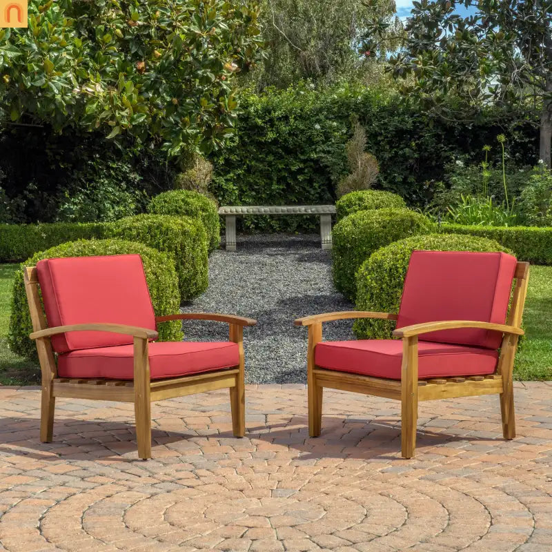 Outdoor Club Chair Acacia Wood Teak Deep Seat Water Resistant Cushion