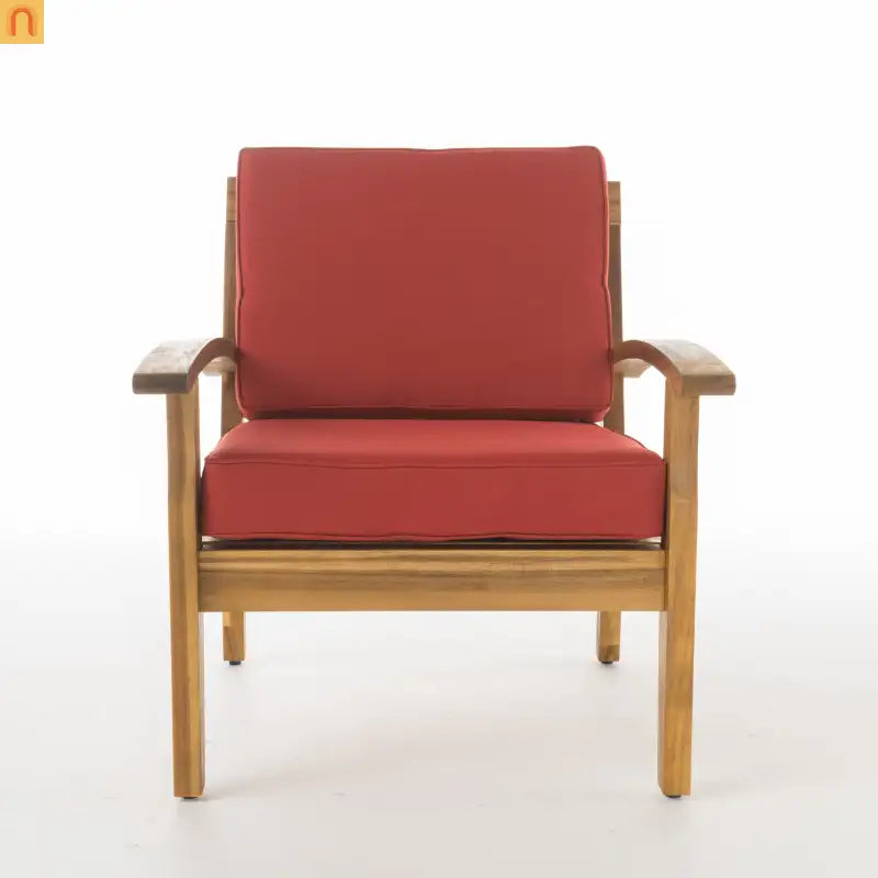 Outdoor Club Chair Acacia Wood Teak Deep Seat Water Resistant Cushion