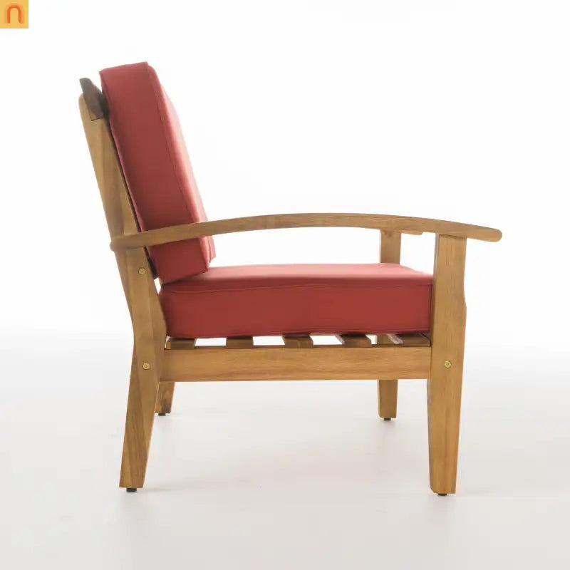 Outdoor Club Chair Acacia Wood Teak Deep Seat Water Resistant Cushion