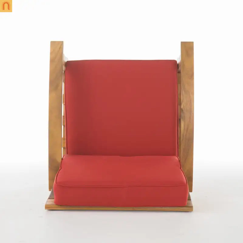 Outdoor Club Chair Acacia Wood Teak Deep Seat Water Resistant Cushion
