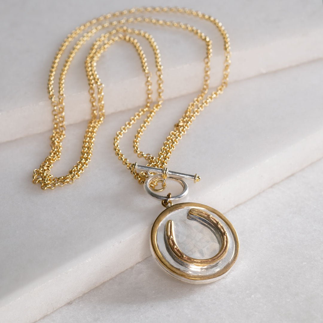 Cody - Double Sided T-Bar Horseshoe Charm Necklace