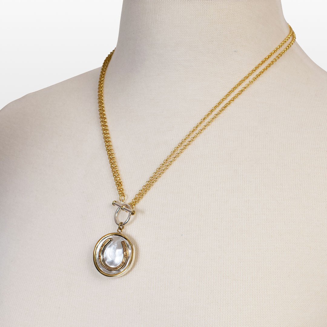 Cody - Double Sided T-Bar Horseshoe Charm Necklace