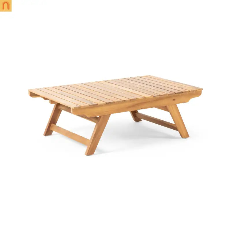Coffee Table Open Slat Teak Wood Outdoor 37 in l 24 in w/ 12.5 in H