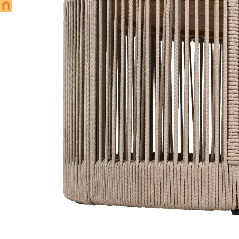 Coffee Table Outdoor Rattan Rope and Acacia Wood Weather Resistant for Garden