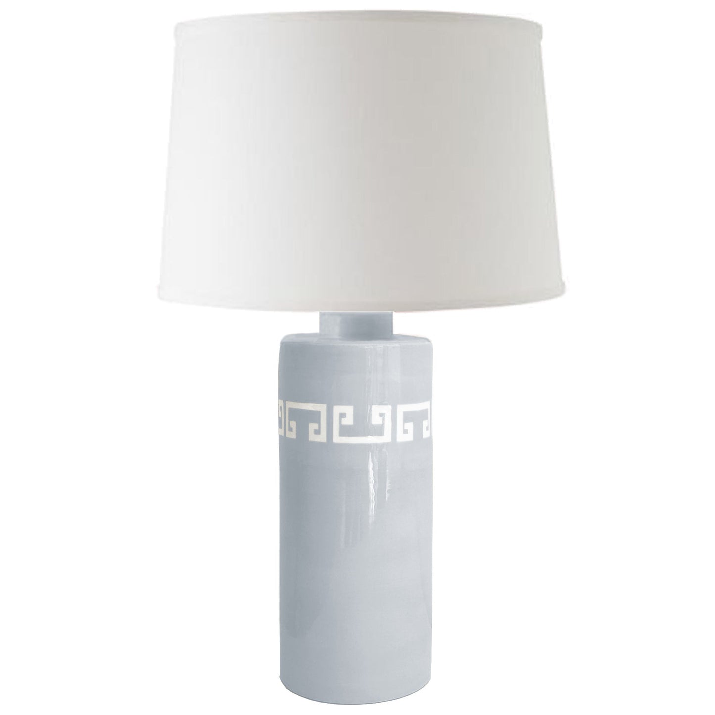 Hydrangea Light Blue Greek Key Column Lamp