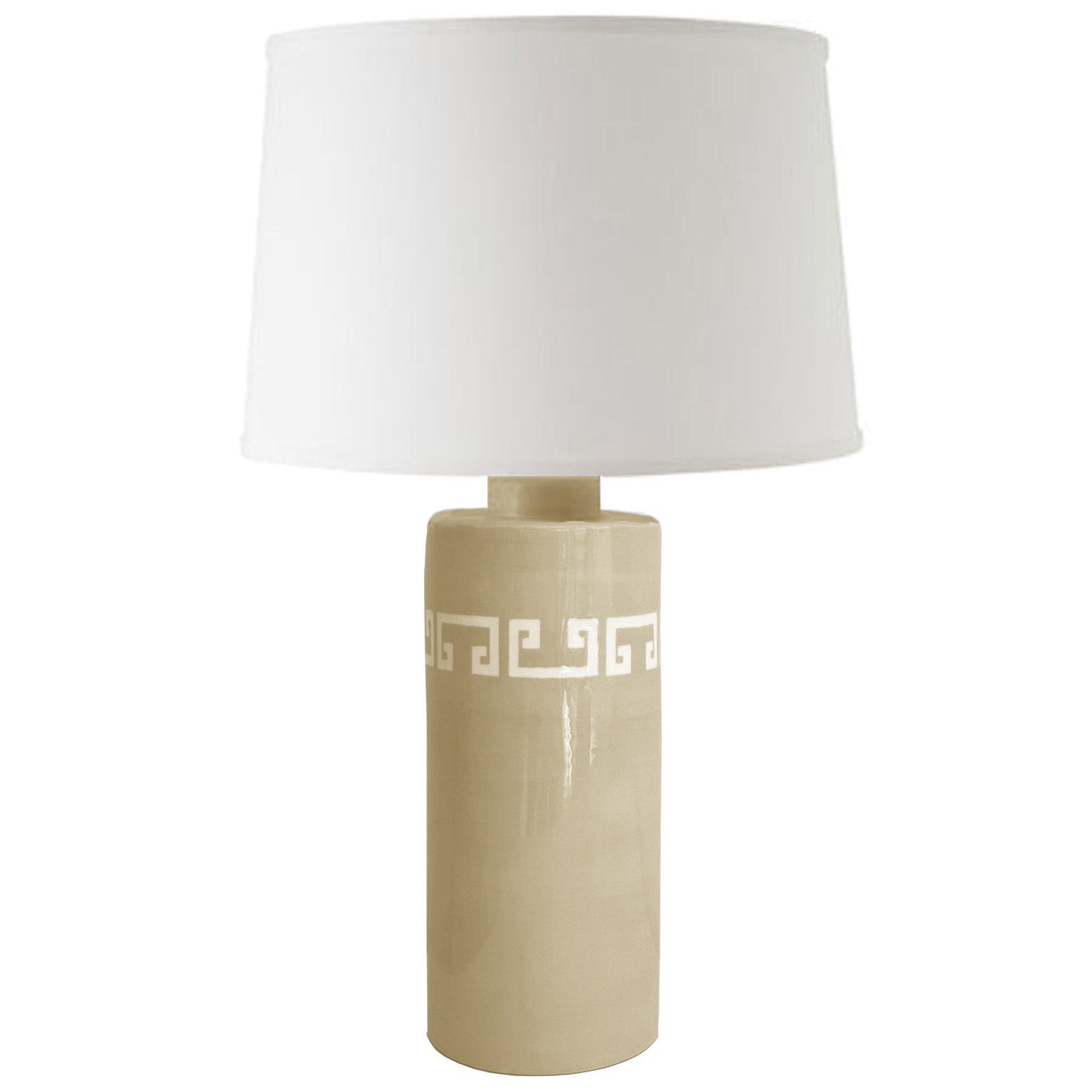 Sand Greek Key Column Lamp