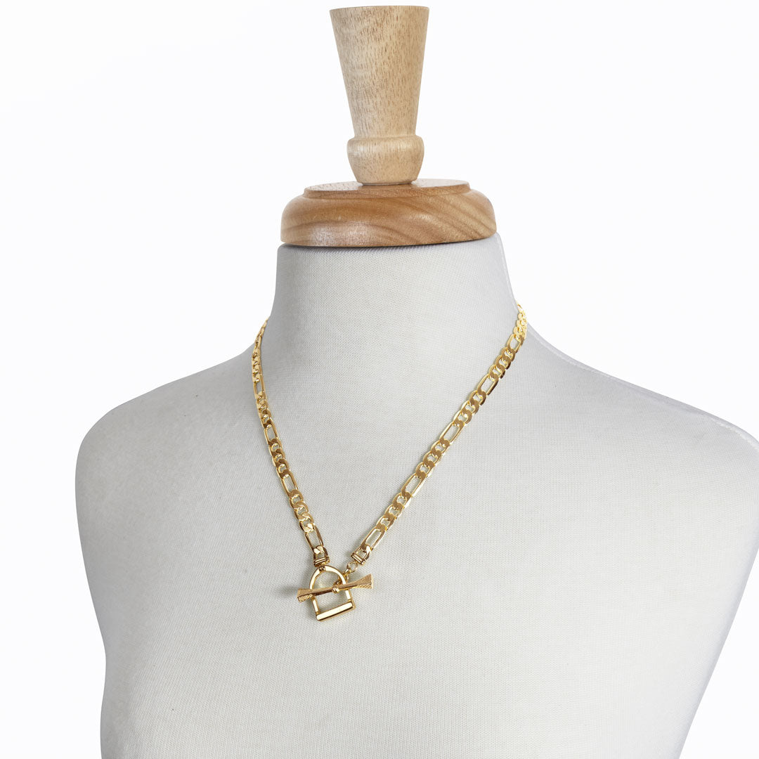 Cortina - Cuban Chain Horse Stirrup Necklace in Gold