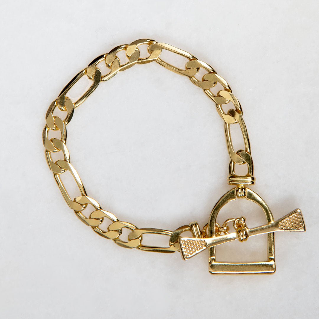 Cortina - Cuban Chain Horse Stirrup Necklace in Gold