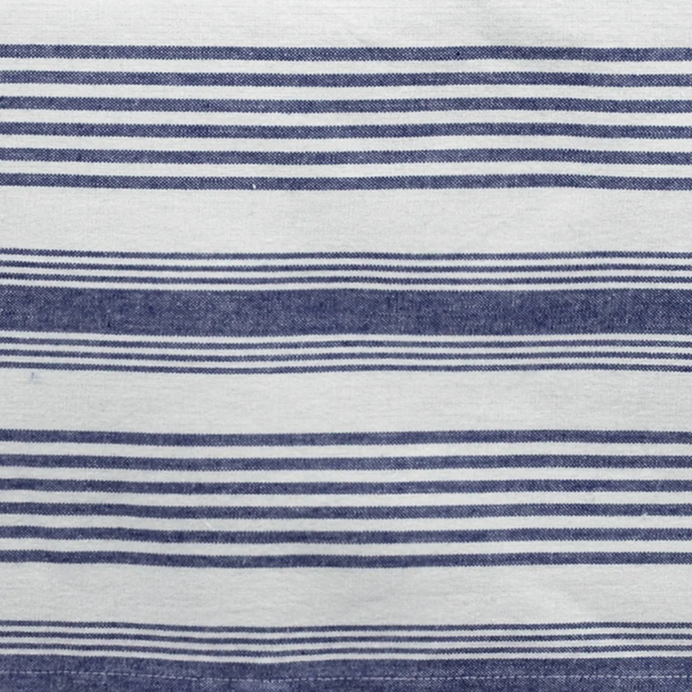 Harbor French Stripe Cotton Tablecloth — Blue & White