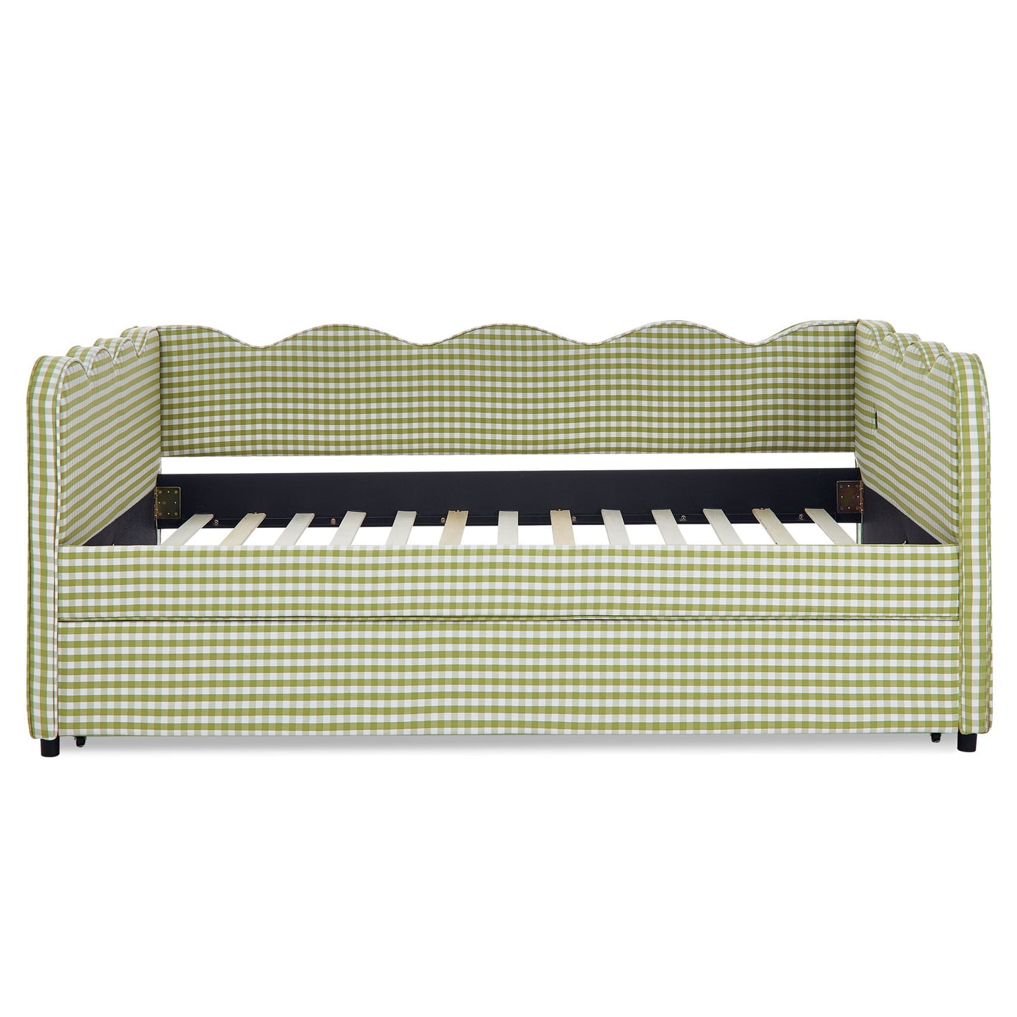 Gingham Daybed With USB Charging Port, Wave-Shaped Design